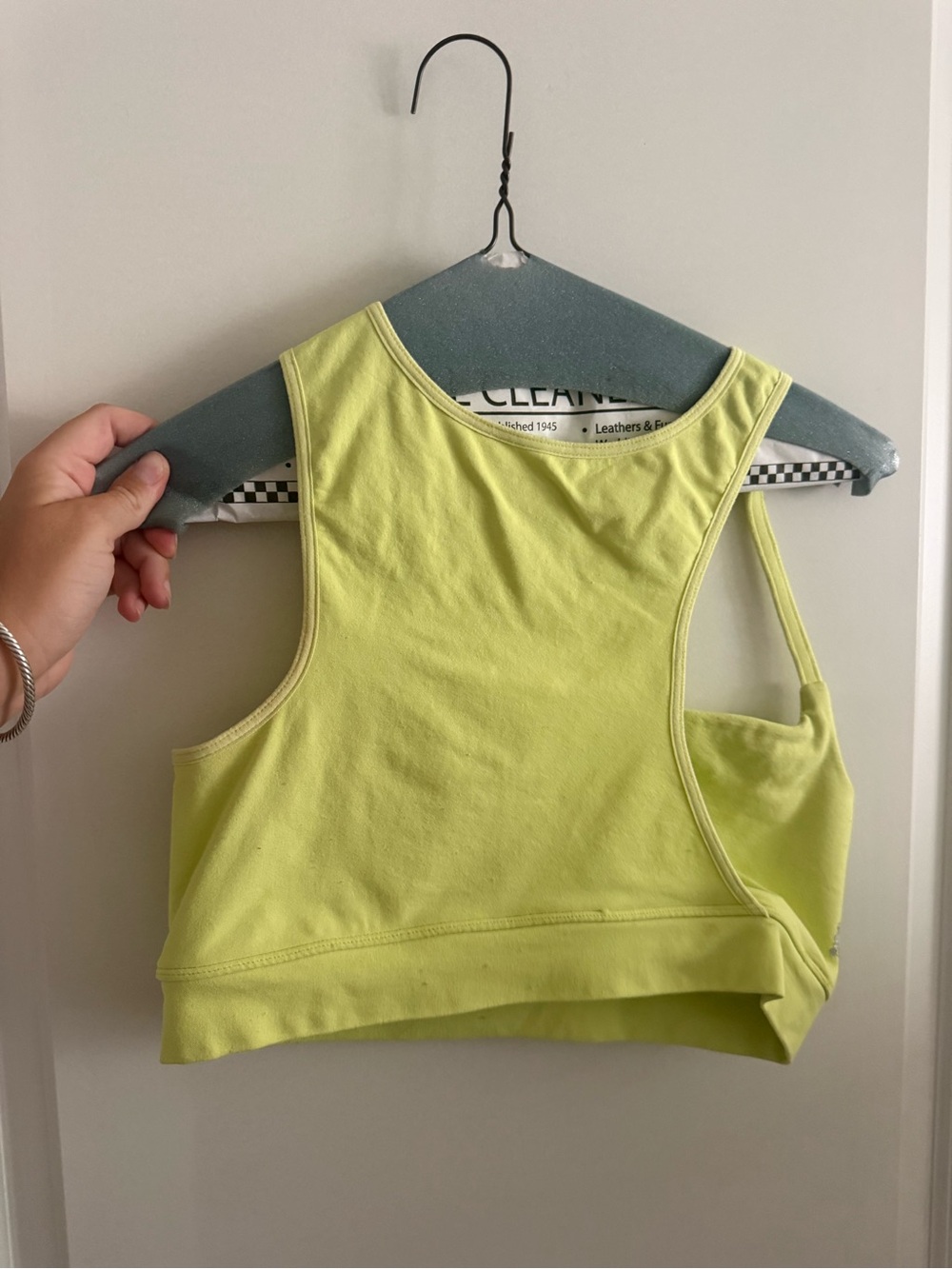 FP Movement by Free People Neon Lime Racerback Crop Tank small signs of wear